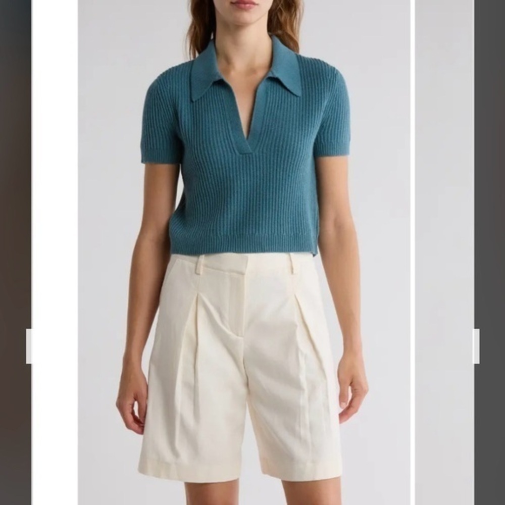 TWP Margaux Johnny Collar Cashmere Top in Junebug - Picture 2 of 11